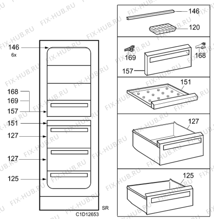 Взрыв-схема холодильника Electrolux EU8113K - Схема узла C10 Interior